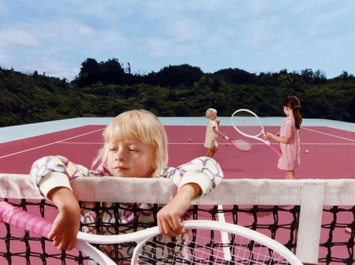 Pink tennis court editorial set for Zara Kids