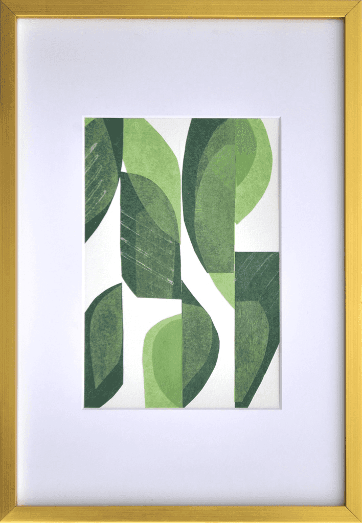 Cleared mixed media collage: four long bands of leaves, MX00540, from Pinacoteca Picture Props
