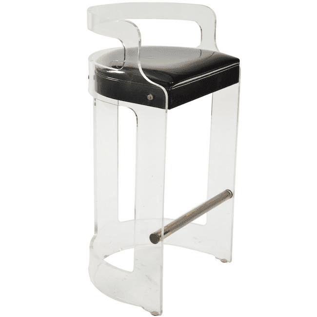 Lucite Black Cushion Barstool, 30098, from Gil & Roy Props