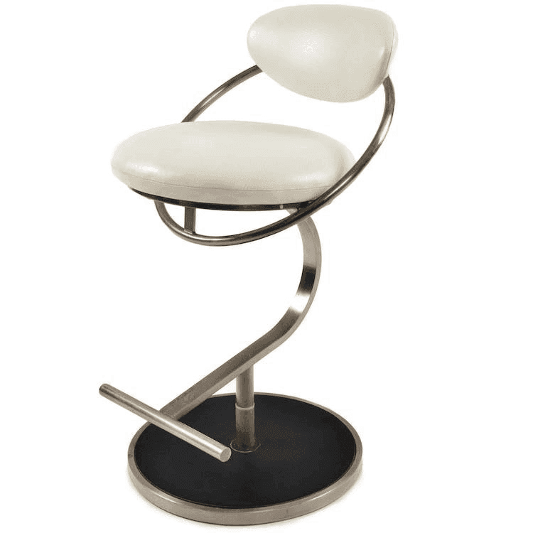 White Futuristic Round Seat Barstool, 30588, from Gil & Roy Props