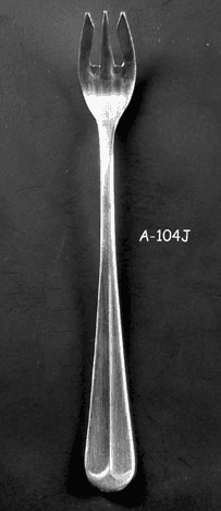 Fork, Cocktail, Stainless Steel, Colonial, Fiddle Back Pattern, A-104J, from Omega Cinema Props