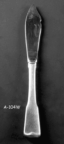 Knife, Butter, Serving, Stainless Steel, Colonial, Fiddle Back, A-104W, from Omega Cinema Props
