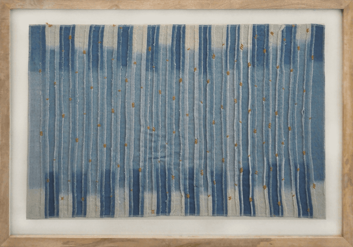 Cleared textile art: Blue and off-white weaving, MX00556, from Pinacoteca Picture Props