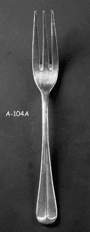 Fork, Dinner, Stainless Steel, Colonial, Fiddle Back Pattern, A-104A, from Omega Cinema Props