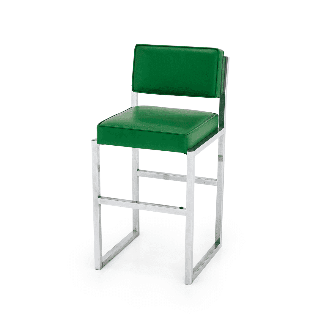 Green Cushion Chrome Stool, 30031, from Gil & Roy Props