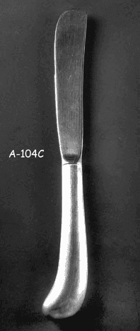 Knife, Dinner, Stainless Steel, Colonial, Fiddle Back Pattern, A-104C, from Omega Cinema Props