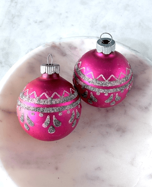 Vintage Ornaments in Pink with Silver Glitter, alex-lf-66438, from Alex Prop House